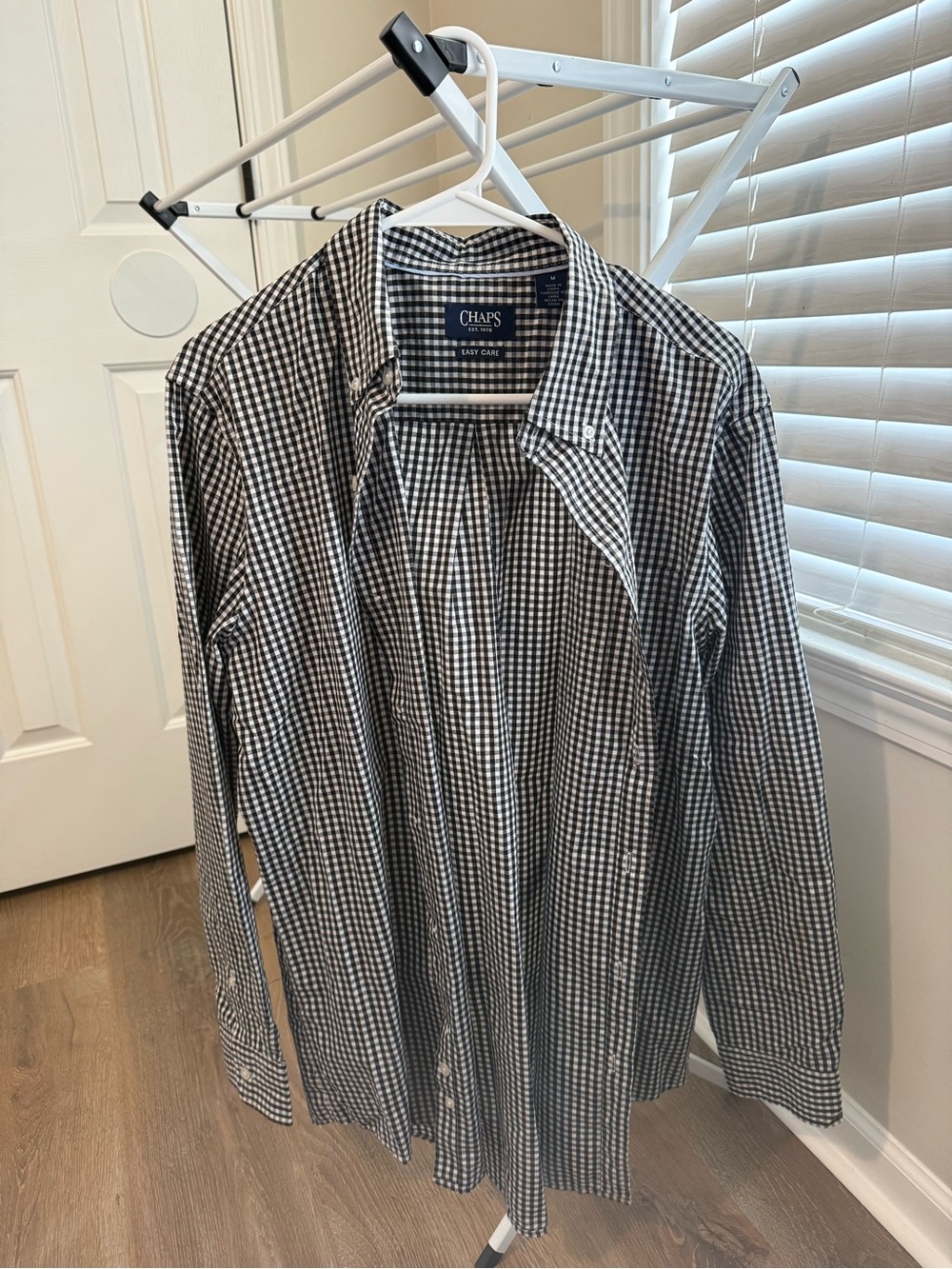 Chaps Men’s Black and White Gingham Button-Up Shirt
